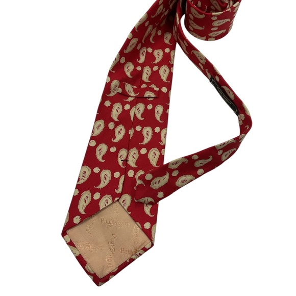 PAUL STUART Red Paisley Silk LUXURY Tie HANDMADE CANADA - Picture 2 of 5